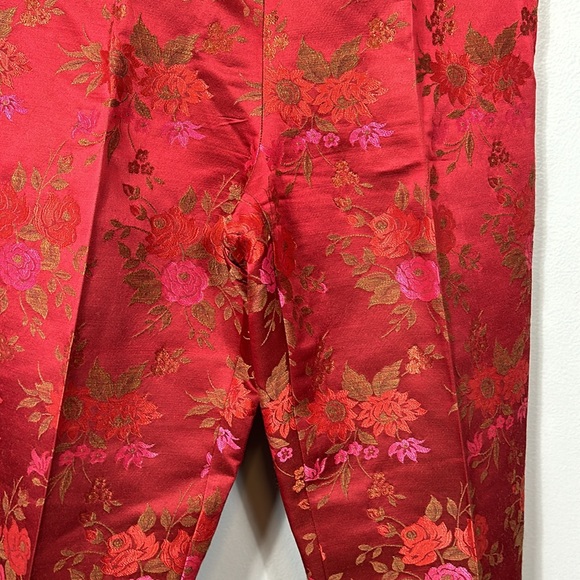 MARINA RINALDI Floral Metallic Jacquard wool acetate Pants in Burgundy waist 30 - Picture 12 of 16